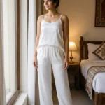 camisole + shorts + robe combo - White