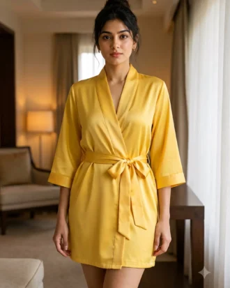 Premium Satin robe - Sunny Yellow